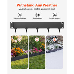 VEVOR Galvanized Steel Landscape Edging, 6-Pack 40 x 8.15 Inch Metal Edging for Landscaping with Gloves