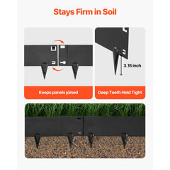 VEVOR Galvanized Steel Landscape Edging, 6-Pack 40 x 8.15 Inch Metal Edging for Landscaping with Gloves