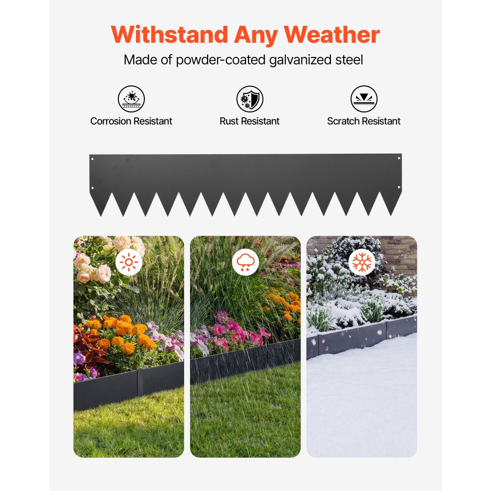 VEVOR Galvanized Steel Landscape Edging, 12-Pack 40 x 8 Inch Metal Edging for Landscaping with 14 Mounting Clips, Heavy