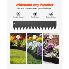 VEVOR Galvanized Steel Landscape Edging, 6-Pack 40 x 8 Inch Metal Edging for Landscaping with 6 Mounting Clips