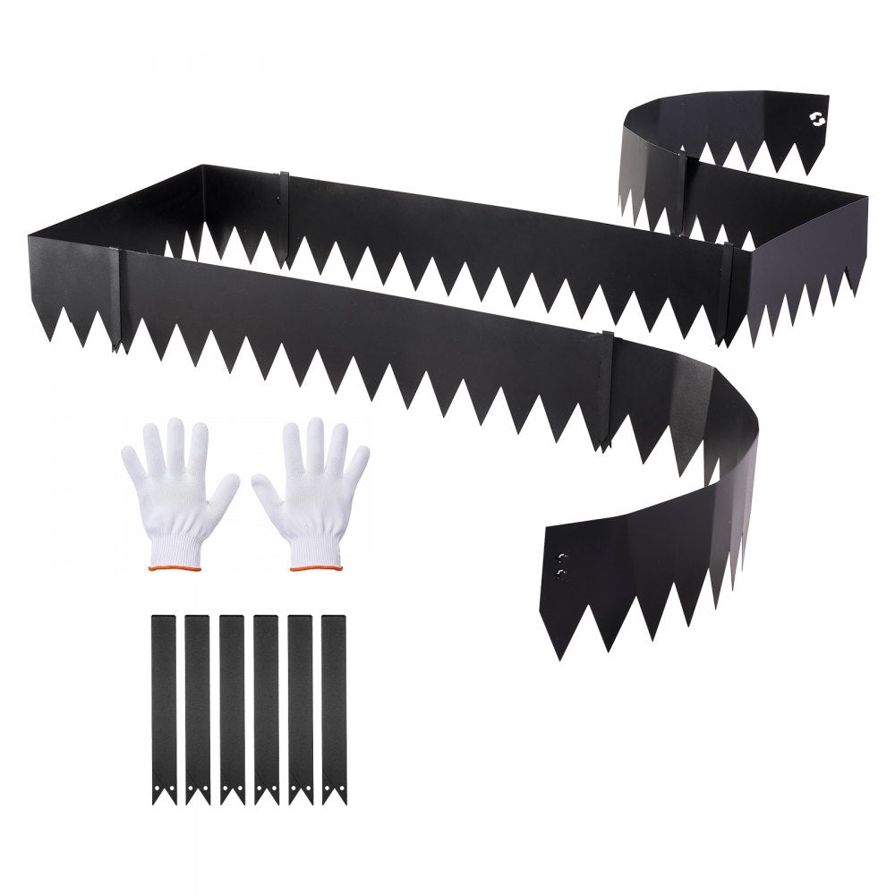 VEVOR Galvanized Steel Landscape Edging, 6-Pack 40 x 8 Inch Metal Edging for Landscaping with 6 Mounting Clips