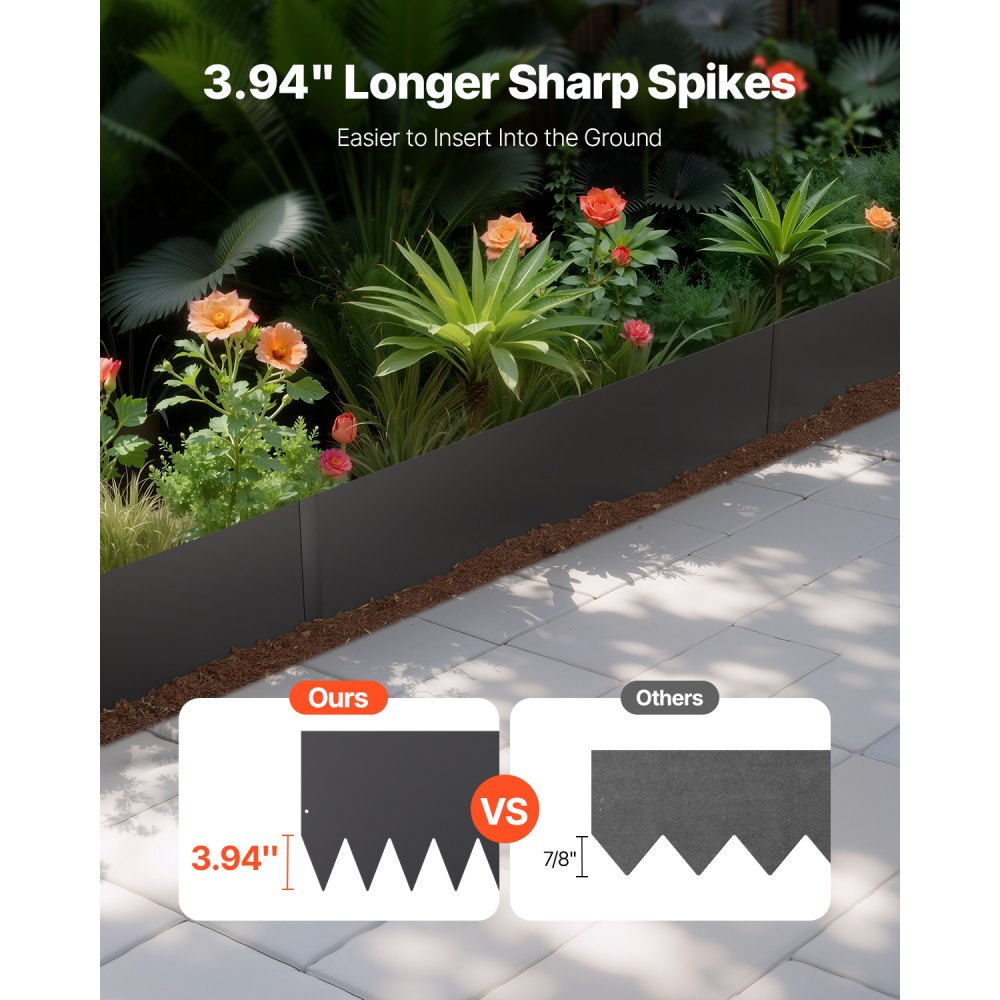 VEVOR Steel Landscape Edging, 4 Packs 40 x 12 in Rust-Resistant Metal Landscape Edging, Bendable Garden Edging Border