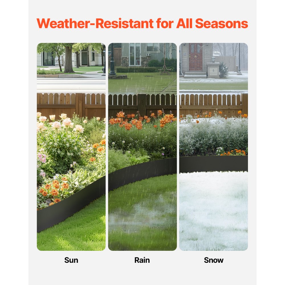 VEVOR Steel Landscape Edging, 4 Packs 40 x 12 in Rust-Resistant Metal Landscape Edging, Bendable Garden Edging Border