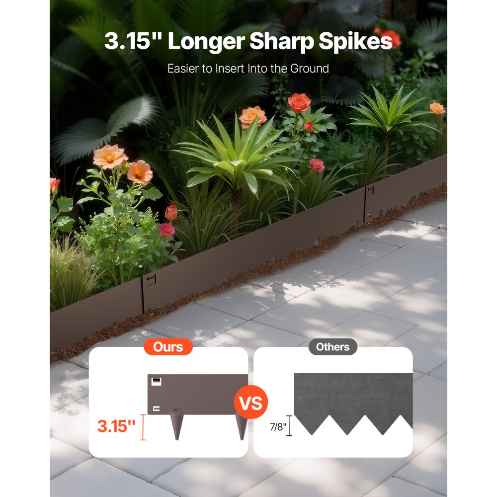 VEVOR Steel Landscape Edging, 5 Packs 39 x 3 in Rust-Resistant Metal Landscape Edging, Bendable Garden Edging Border