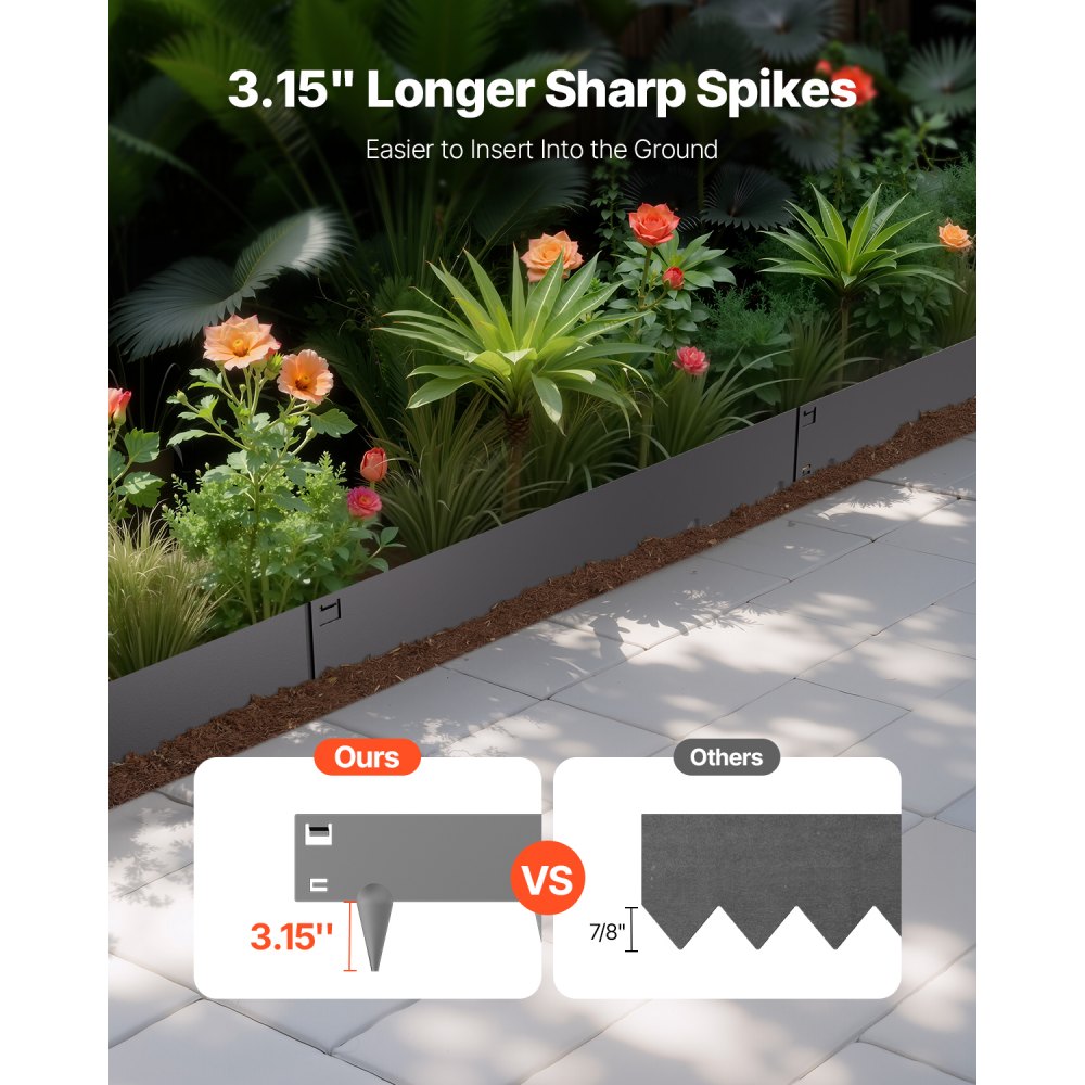 VEVOR Steel Landscape Edging, 5 Packs 39 x 4 in Rust-Resistant Metal Landscape Edging, Bendable Garden Edging Border