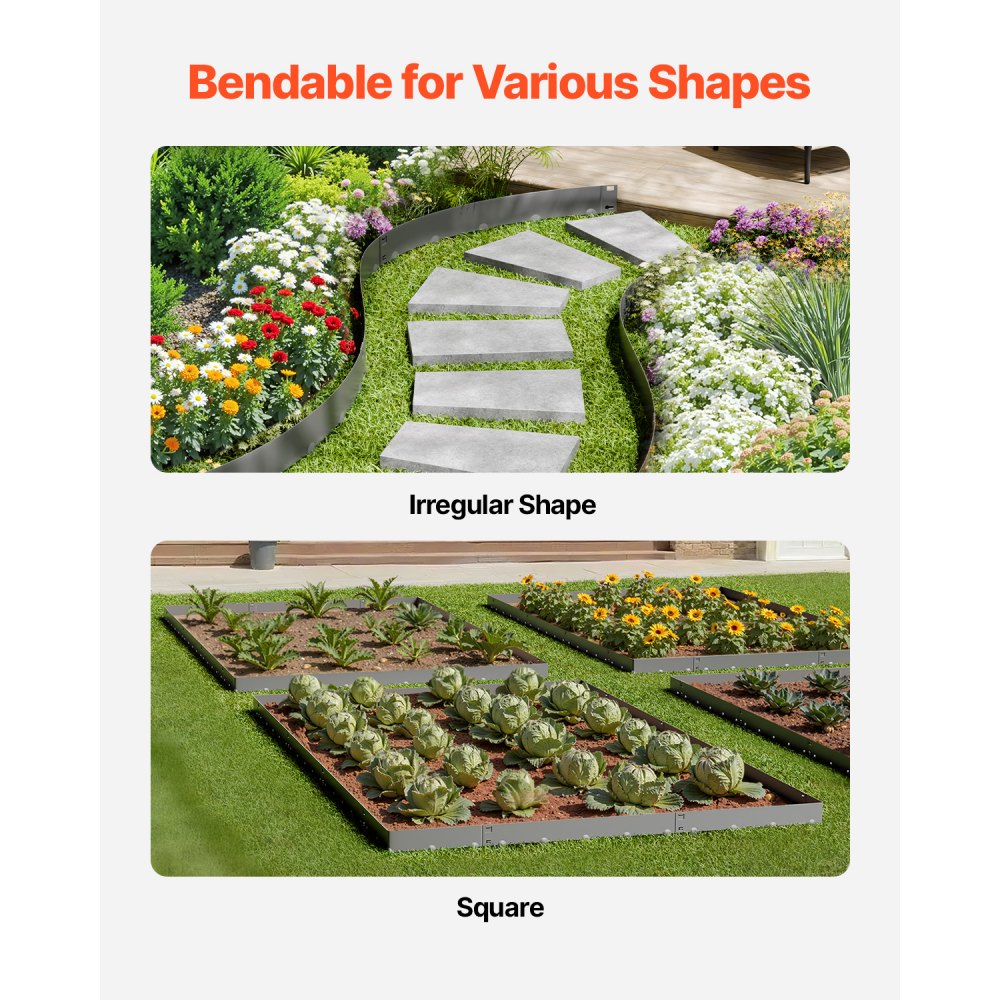 VEVOR Steel Landscape Edging, 5 Packs 39 x 5 in Rust-Resistant Metal Landscape Edging, Bendable Garden Edging Border