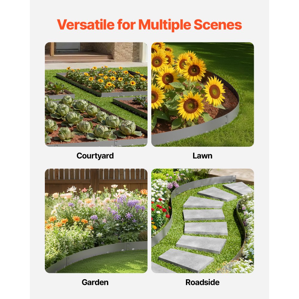 VEVOR Steel Landscape Edging, 5 Packs 39 x 5 in Rust-Resistant Metal Landscape Edging, Bendable Garden Edging Border