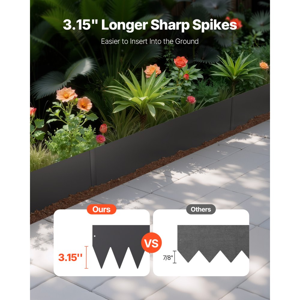 VEVOR Steel Landscape Edging, 6 Packs 40 x 8 in Rust-Resistant Metal Landscape Edging, Bendable Garden Edging Border