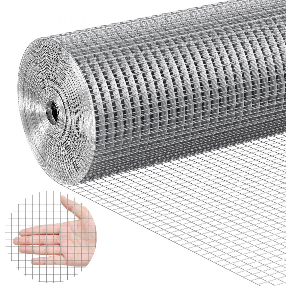 VEVOR Hardware Cloth 1/2 inch 24 inch x 50 ft 19 Gauge Chicken Wire Fence, Hot-Dip Galvanized After Welding Metal Wire