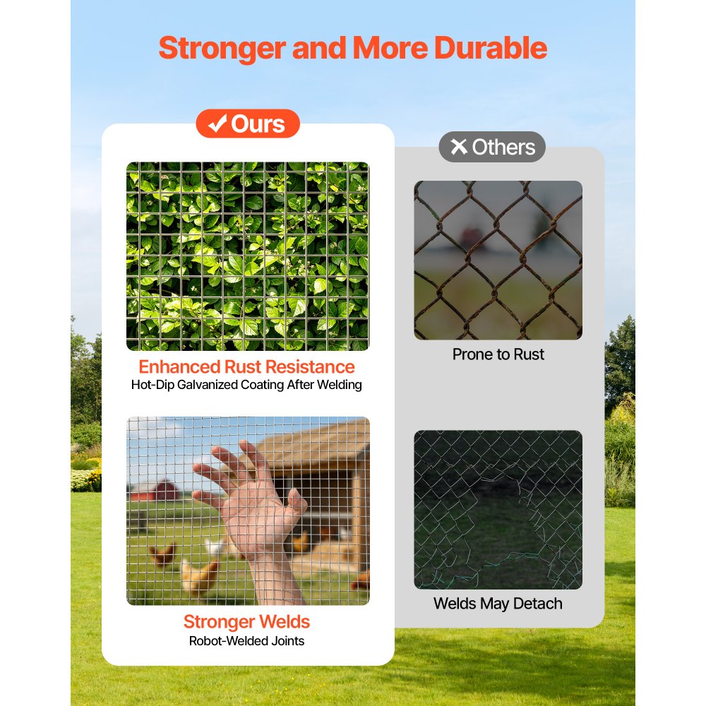 VEVOR Hardware Cloth, 1/2 inch 72 inch x 100 ft 19 Gauge Chicken Wire Fence, Hot-Dip Galvanized After Welding Metal