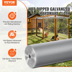 VEVOR Hardware Cloth 1/4 inch 36 inch x 50 ft 23 Gauge Chicken Wire Fence, Hot-Dip Galvanized After Welding Metal Wire