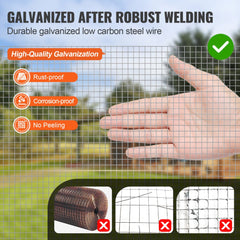 VEVOR Hardware Cloth 1/4 inch 36 inch x 100 ft 23 Gauge Chicken Wire Fence, Hot-Dip Galvanized After Welding Metal Wire
