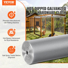VEVOR Hardware Cloth 1/4 inch 48 inch x 100 ft 23 Gauge Chicken Wire Fence, Hot-Dip Galvanized After Welding Metal Wire