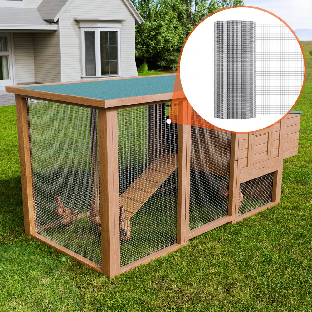 VEVOR Hardware Cloth, 1/2 inch 24in x 100 ft 19 Gauge, Hot Dipped Galvanized Wire Mesh Roll, Chicken Wire Fencing, Wire