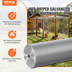 VEVOR Hardware Cloth, 1/4 inch 36in x 100 ft 23 Gauge, Hot Dipped Galvanized Wire Mesh Roll, Chicken Wire Fencing, Wire