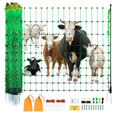 VEVOR Electric Fence Netting, 35" H x 164' L, PE Net Fencing with Posts & Double-Spiked Stakes, Utility Portable Mesh