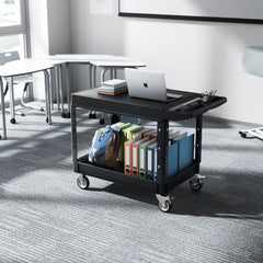 VEVOR Utility Cart, 550 lbs Load Capacity, 37 x 25.4-inch Service Cart, Two-Shelf Heavy Duty Plastic Utility Cart with