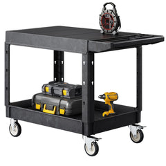 VEVOR Utility Cart, 550 lbs Load Capacity, 37 x 25.4-inch Service Cart, Two-Shelf Heavy Duty Plastic Utility Cart with