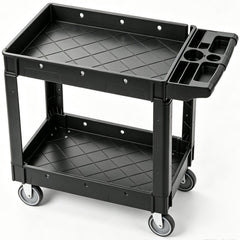 VEVOR Utility Service Cart, 2 Shelf 550LBS Heavy Duty Plastic Rolling Utility Cart with 360° Swivel Wheels, Medium
