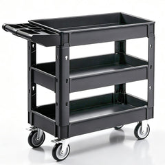 VEVOR Utility Service Cart, 550 LBS Laod Capacity, 3 Shelf Heavy Duty Plastic Rolling Utility Cart with 360° Swivel