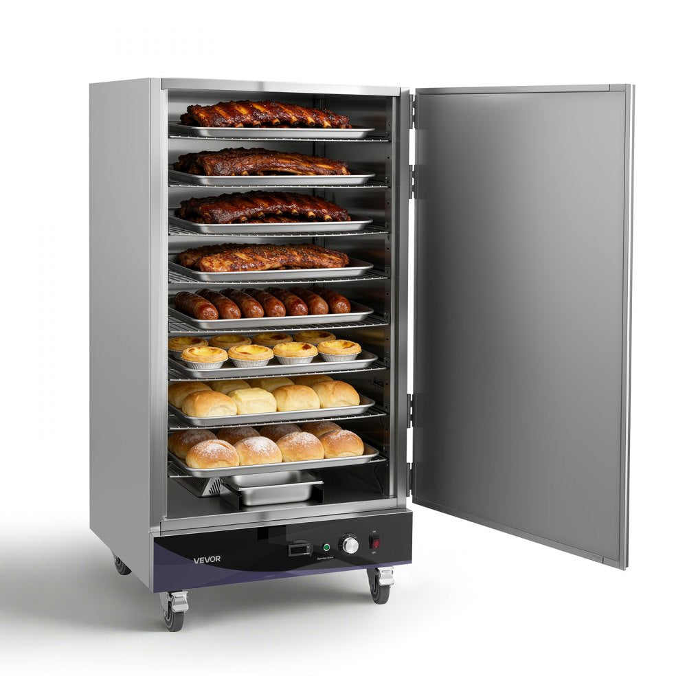 VEVOR Electric Hot Box Food Warmer, 8-Tier Commercial Warming Cabinet with Water Tray, Single-Door and Adjustable