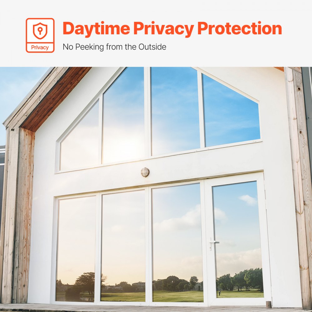 VEVOR Window Privacy Film, One Way Window Tint, Daytime Mirror Reflective Heat Control Glass, Static Cling Sun