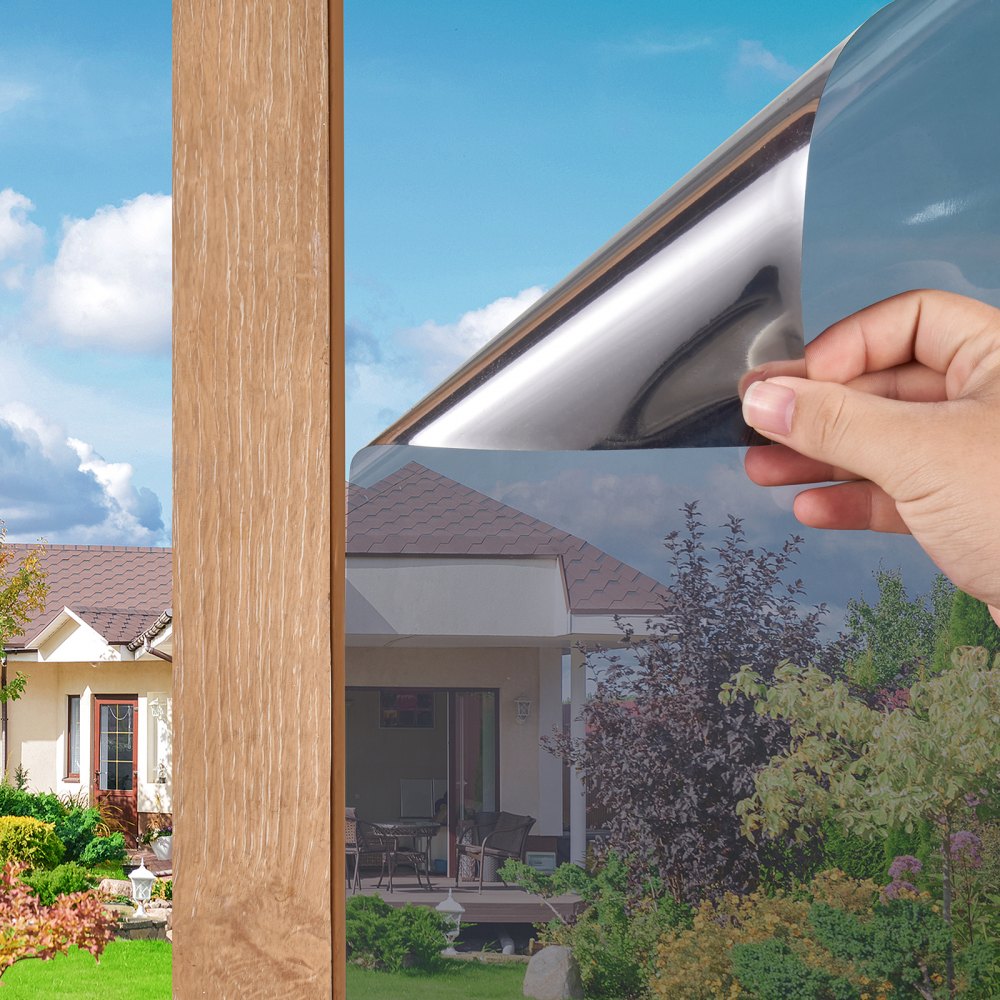 VEVOR Window Privacy Film, One Way Window Tint, Daytime Mirror Reflective Heat Control Glass, Static Cling Sun