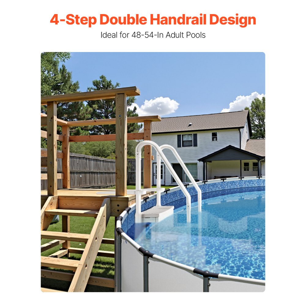 VEVOR Swimming Pool Ladder, 4-Step Double Handrails Stairs with Non-slip Heavy Duty Steps, Max Load Capacity 400 lbs