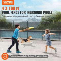 VEVOR Pool Fence, 4 x 108 FT Pool Fences for Inground Pools, Removable Child Safety Pool Fencing, Easy DIY Installation