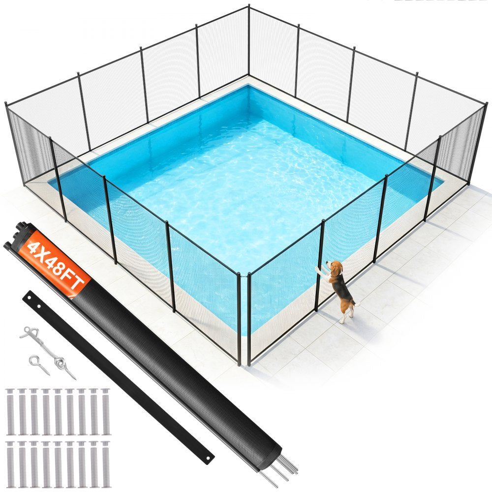 VEVOR Pool Fence, 4 x 48 FT Pool Fences for Inground Pools, Removable Child Safety Pool Fencing, Easy DIY Installation