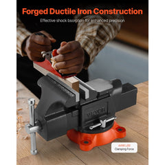 VEVOR Bench Vise, 5" Jaw Width, 5" Max Jaw Opening Multipurpose Vise with 360° Swivel Locking Base, 2.8" Throat Depth