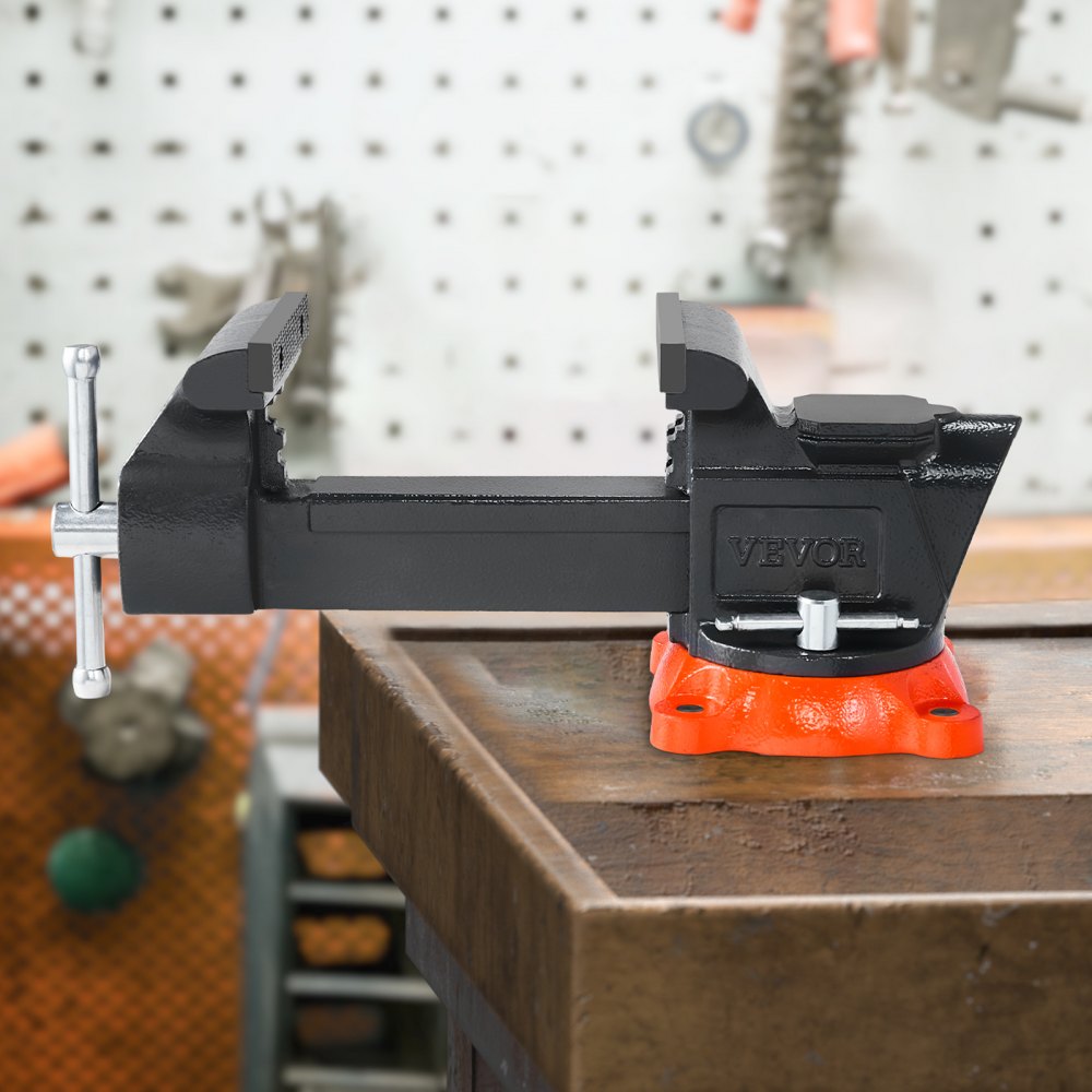 VEVOR Bench Vise, 5" Jaw Width, 5" Max Jaw Opening Multipurpose Vise with 360° Swivel Locking Base, 2.8" Throat Depth