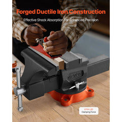 VEVOR Bench Vise, 8" Jaw Width, 8" Max Jaw Opening Multipurpose Vise with 360° Swivel Locking Base, 3.7" Throat Depth