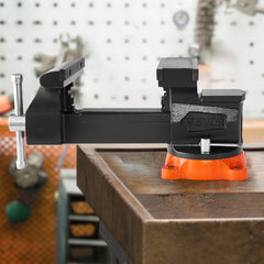 VEVOR Bench Vise, 8" Jaw Width, 8" Max Jaw Opening Multipurpose Vise with 360° Swivel Locking Base, 3.7" Throat Depth