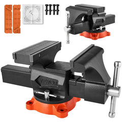 VEVOR Bench Vise, 8" Jaw Width, 8" Max Jaw Opening Multipurpose Vise with 360° Swivel Locking Base, 3.7" Throat Depth