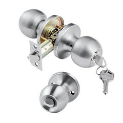 VEVOR Keyed Entry Door Knob, Satin Nickel Door Knob with Round Ball, Keyed Exterior & Thumb Turn Lock Interior, All