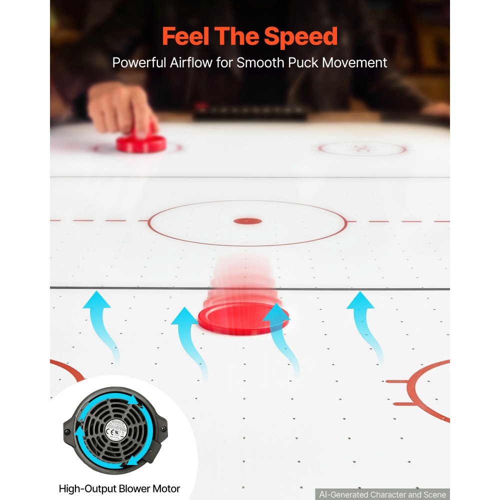 VEVOR 54" Air Hockey Table with Electronic Scorer & High-powered Blower, for Family Game Room, Basements and Home Air