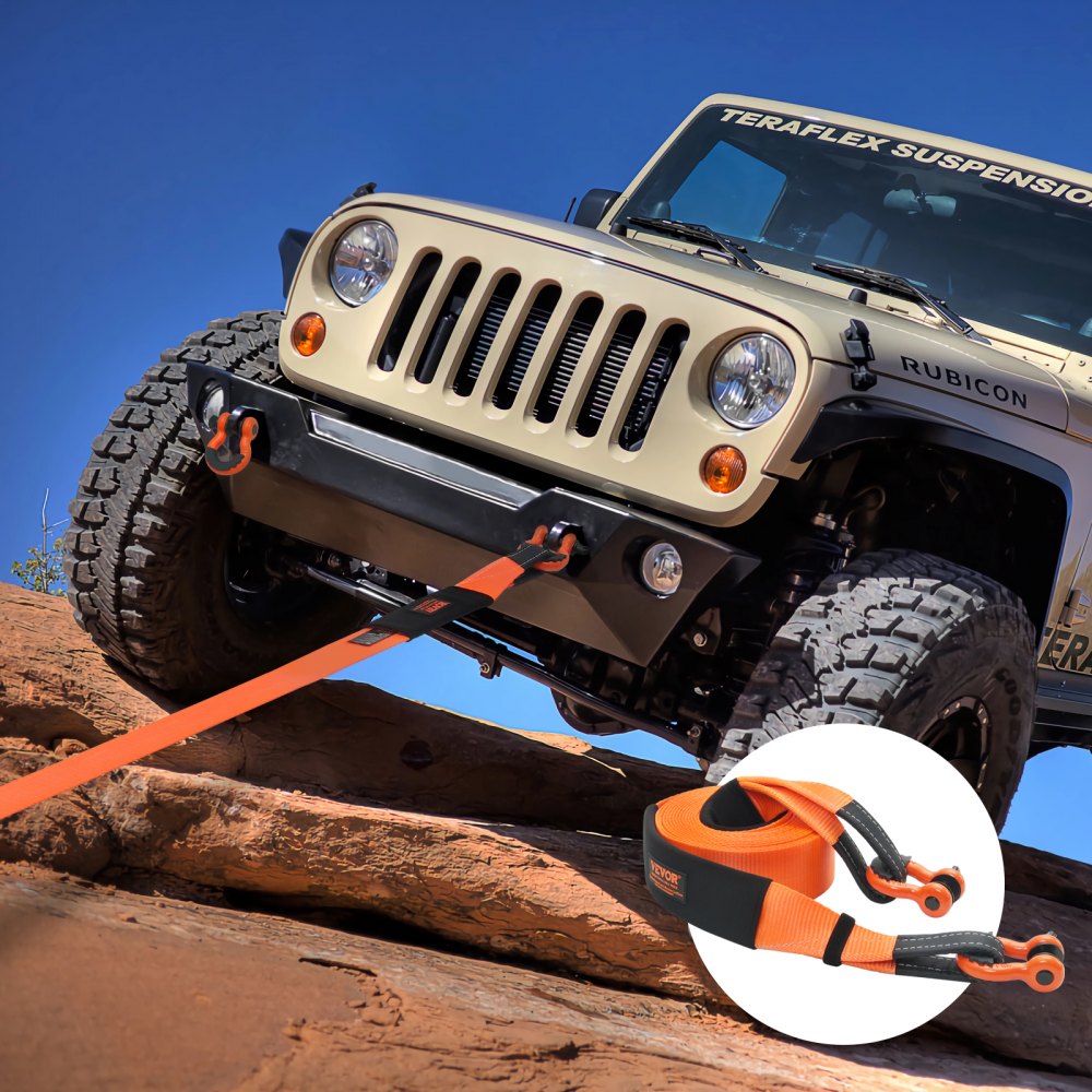 VEVOR Heavy Duty Tow Strap Recovery Kit 3" x 30 ft (MBS-36,000 lbs) Tree Saver Winch Strap, Triple Reinforced Loop &