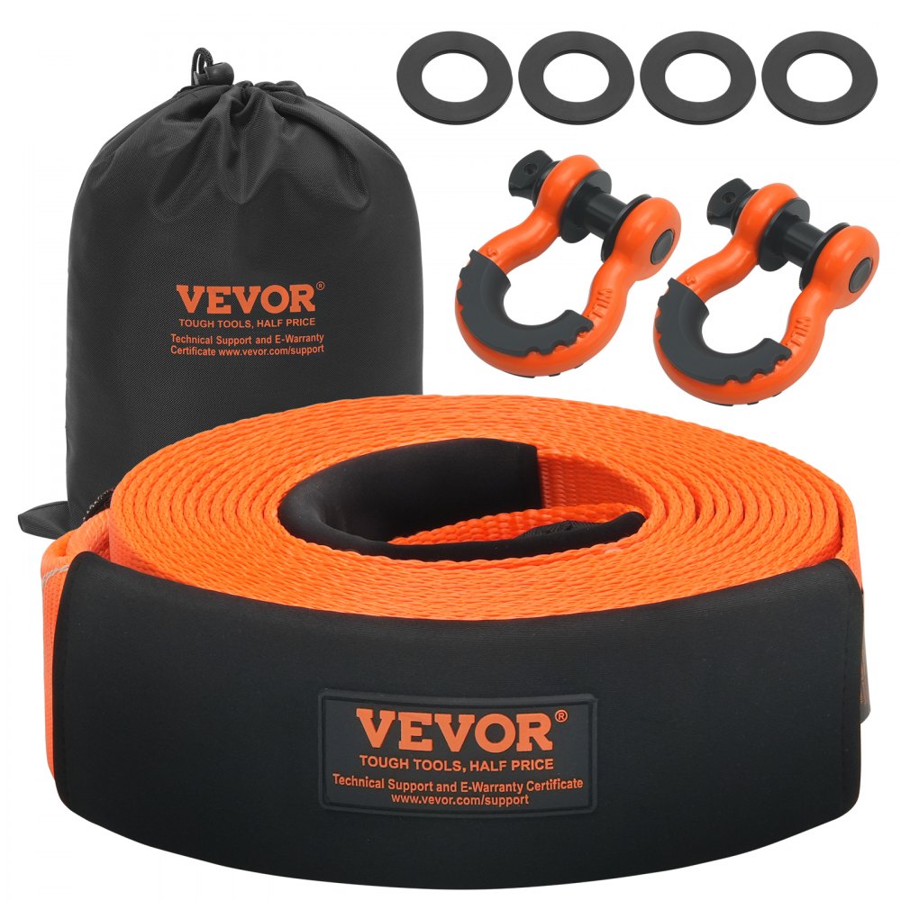VEVOR Heavy Duty Tow Strap Recovery Kit 3" x 30 ft (MBS-36,000 lbs) Tree Saver Winch Strap, Triple Reinforced Loop &