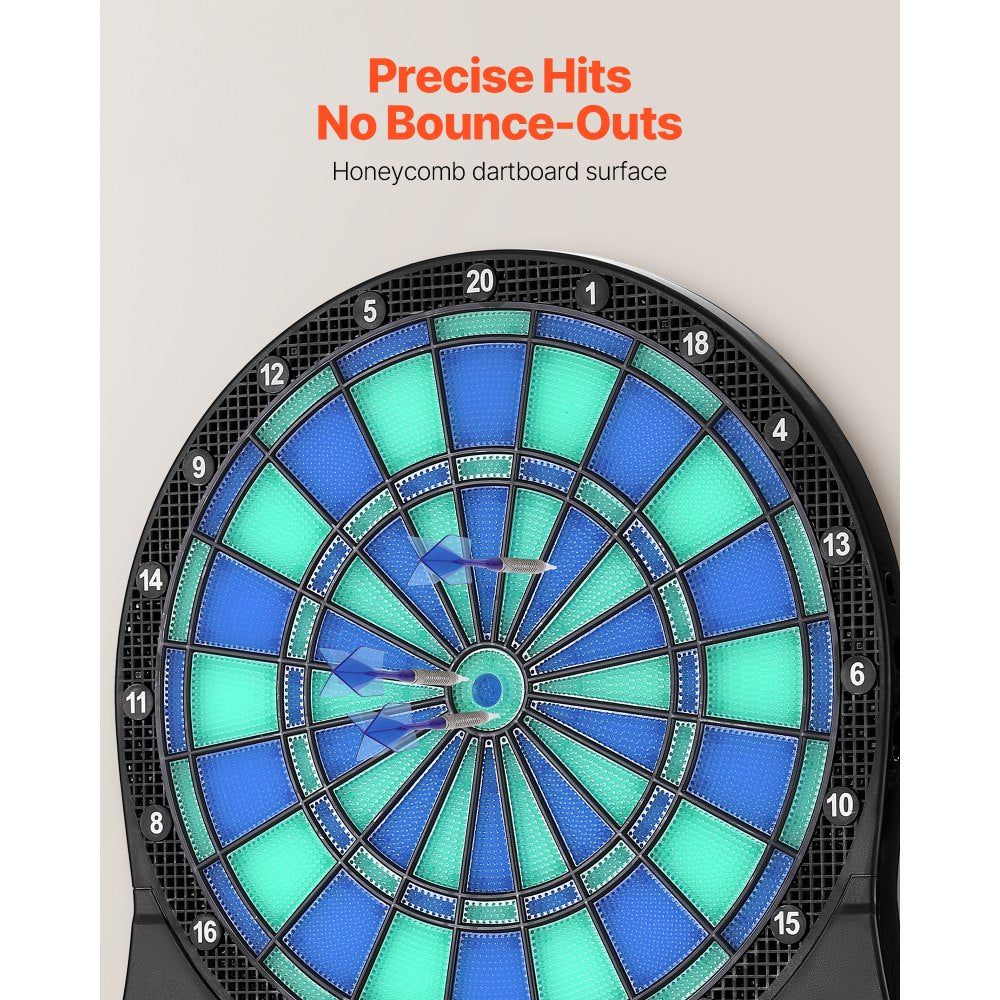 VEVOR Electronic Dart Board, LED-Illuminated Target Dartboard with 48 Games & 500+ Variations, Includes 6 Dart Shafts