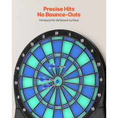 VEVOR Electronic Dart Board, LED-Illuminated Target Dartboard with 48 Games & 500+ Variations, Includes 6 Dart Shafts