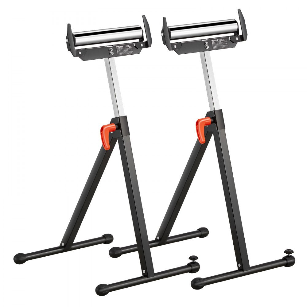 VEVOR 2-Pack Roller Stands, 250 lbs Load Capacity, 27-43 in Adjustable Height, Folding Heavy Duty with Polished Steel