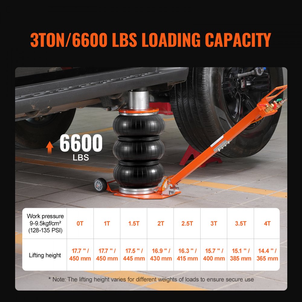 VEVOR Air Jack, 3 Ton/6600 lbs, 1-6S Pneumatic Lifting Jack with Heightened Column & Adjustable Handle, Compact