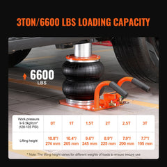 VEVOR Air Jack, 3 Ton/6600 lbs, 3-8S Pneumatic Lifting Jack with Heightened Column & 6 Steel Tubes, Compact