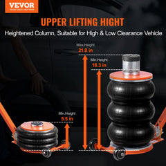 VEVOR Air Jack, 5 Ton/11000 lbs, 4-10 S Pneumatic Lifting Jack with Heightened Column & Adjustable Handle, Easy-to-Lift