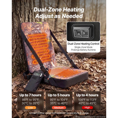 VEVOR Heated Hunting Seat Cushion with Backrest, 3 Heat Levels, USB Powered, for Tree Stands & Hunting Blinds, Self-Supporting Outdoor Seat, 10-Hour Runtime Portable Pad for Camping & Fishing | VEVOR US