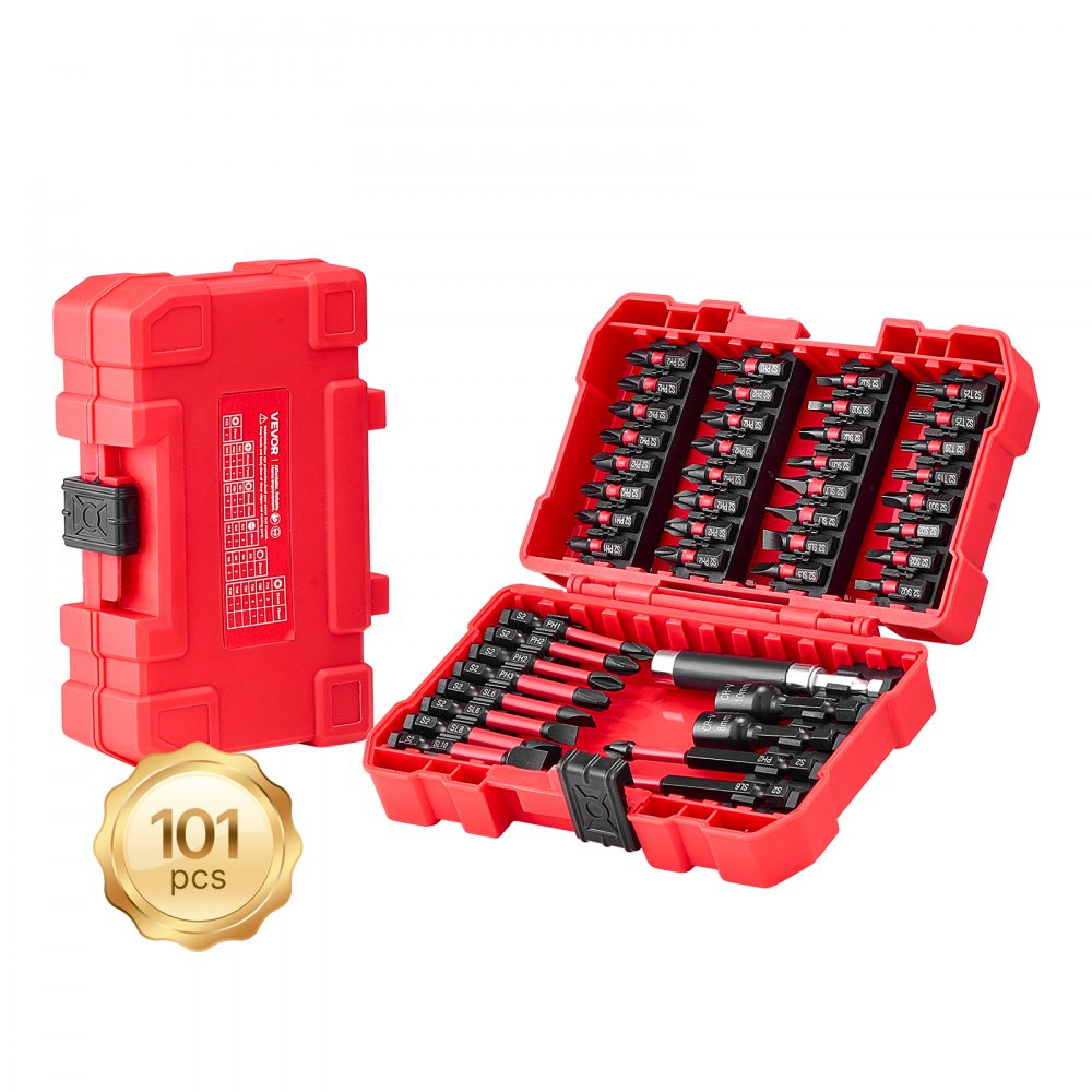 VEVOR Screwdriver Bit Set, 101-Piece, Magnetic Phillips, Pozidriv, Slotted, Square, Torx, Hex Bits, Hex Nut Sockets