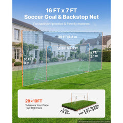 VEVOR Soccer Goal 16 x 7 FT Soccer Goal for Backyard with Iron Frame PE Net, Durable Backstop, Target Net, Ground