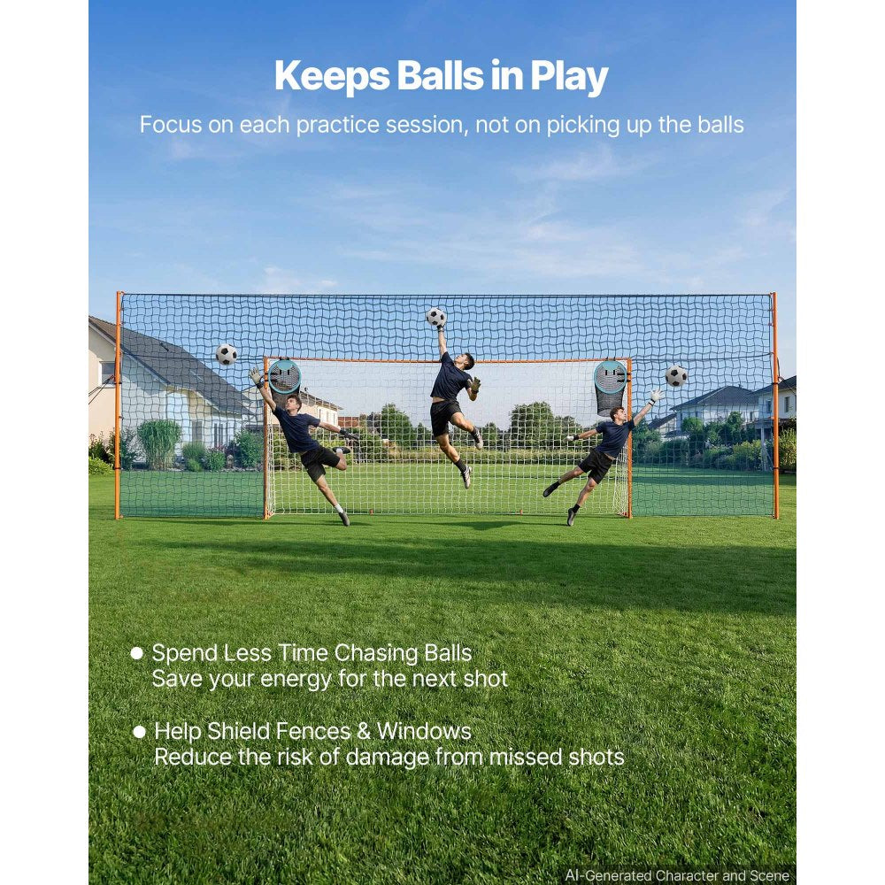 VEVOR Soccer Goal 16 x 7 FT Soccer Goal for Backyard with Iron Frame PE Net, Durable Backstop, Target Net, Ground