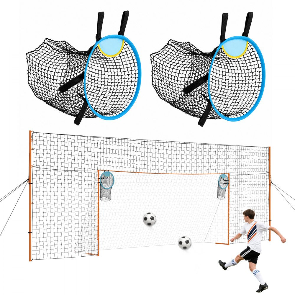 VEVOR Soccer Goal 16 x 7 FT Soccer Goal for Backyard with Iron Frame PE Net, Durable Backstop, Target Net, Ground